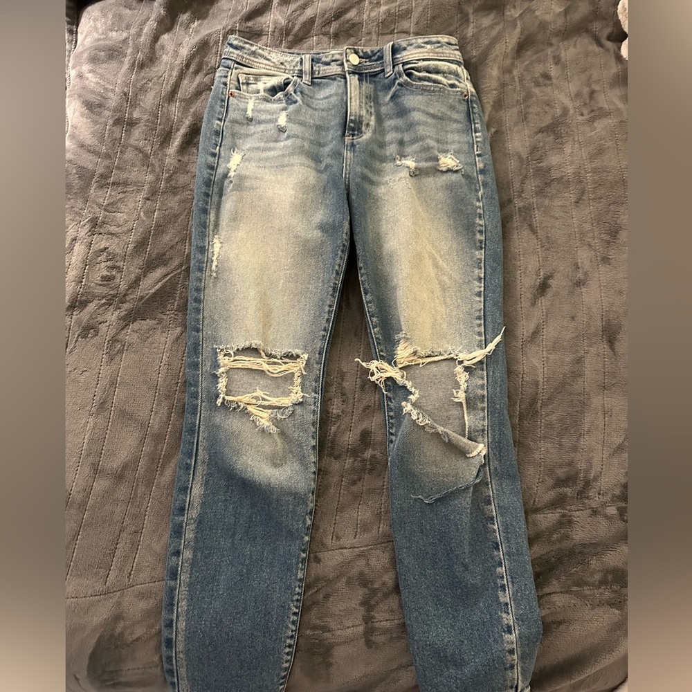 Distressed Blue Jeans